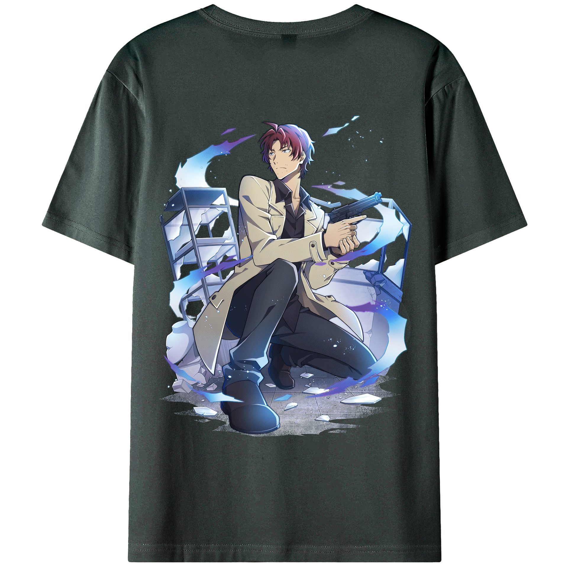 （画像用） 文豪ストレイドッグス Bungo Stray Dogs 綿100％ メンズ半袖Tシャツ（バックプリント） 通気性